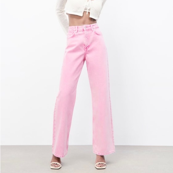 Zara Denim - Zara Pink High Rise Jeans